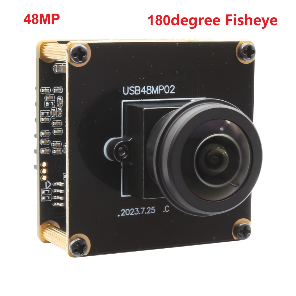 ELP USB Fisheye Camera 180 degree 48MP Lightburn Camera Wide Angle PC Webcam IMX586 Sensor 6000P 2160P 30fps USB Camera Module For Robotics Embedded Camera